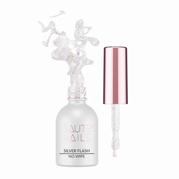 silver flash SAUTE NAILS Silver Flash Top no wipe 8ml