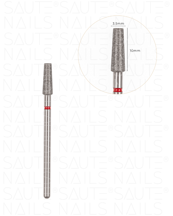 DIAMANTNI BRUSEK RED SAUTE NAILS Diamantni brusni nastavek - RED PRISEKAN STOŽEC